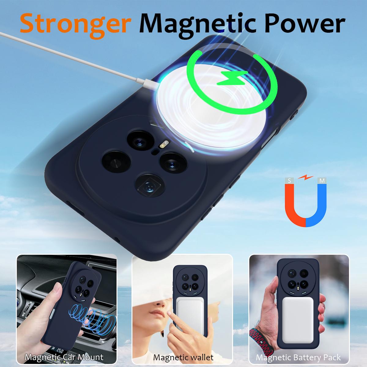 Honor Magic8 Pro Shockproof Silicone MagSafe Phone Case with Microfibre Lining Magnetic Cover