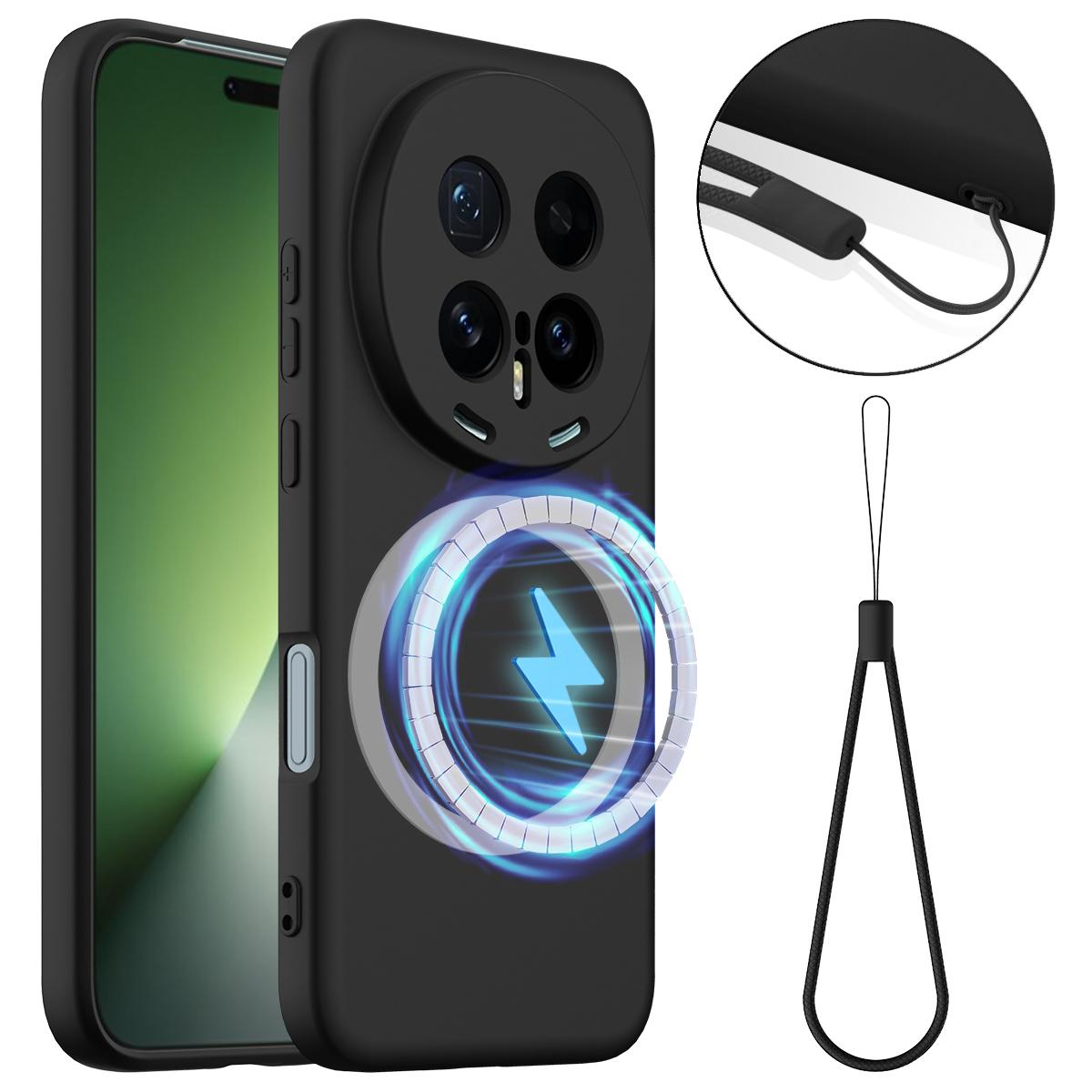 Honor Magic8 Pro Shockproof Silicone MagSafe Phone Case with Microfibre Lining Magnetic Cover
