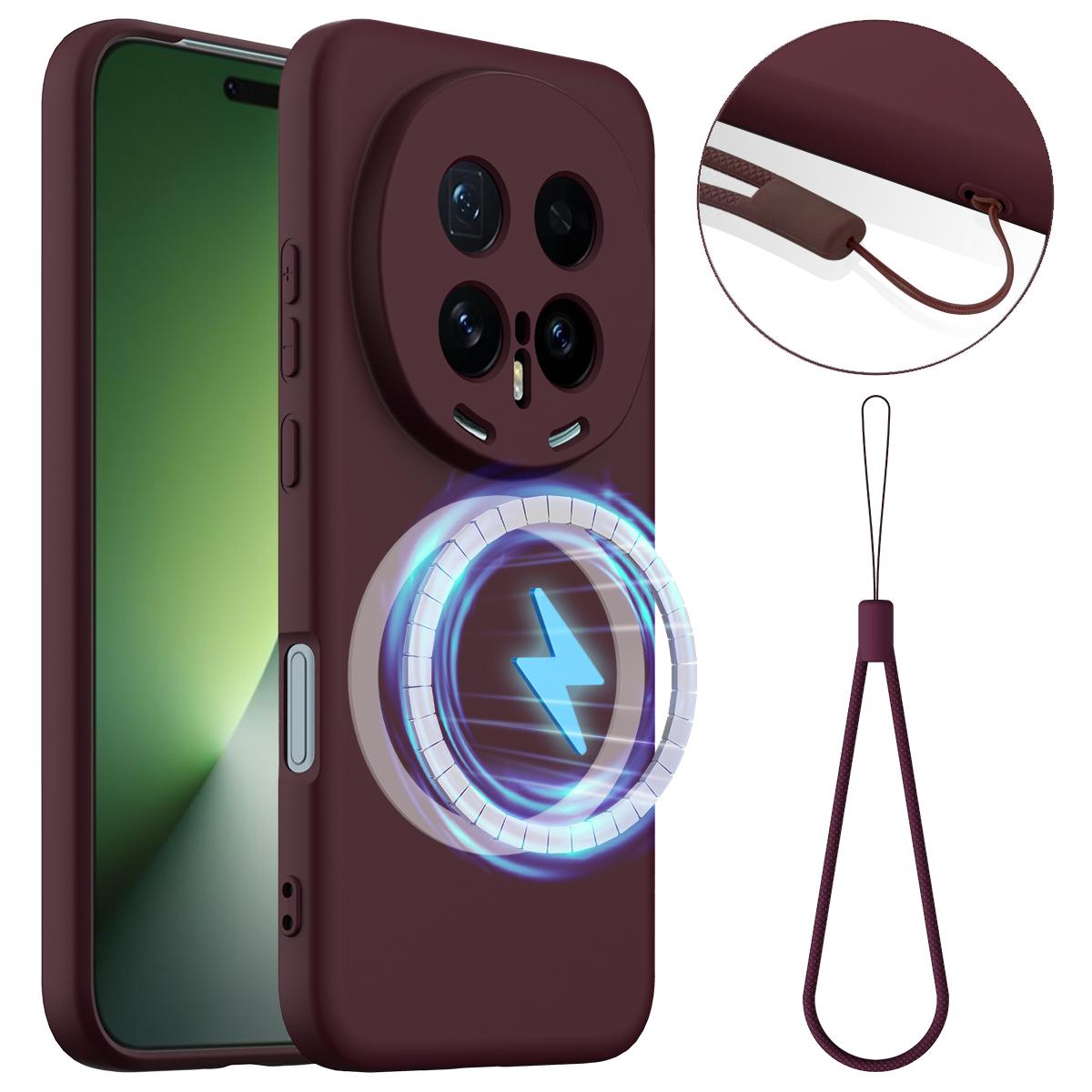 Honor Magic8 Pro Shockproof Silicone MagSafe Phone Case with Microfibre Lining Magnetic Cover