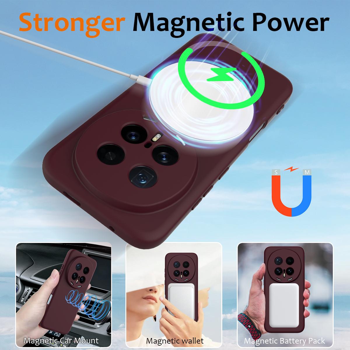 Honor Magic8 Pro Shockproof Silicone MagSafe Phone Case with Microfibre Lining Magnetic Cover