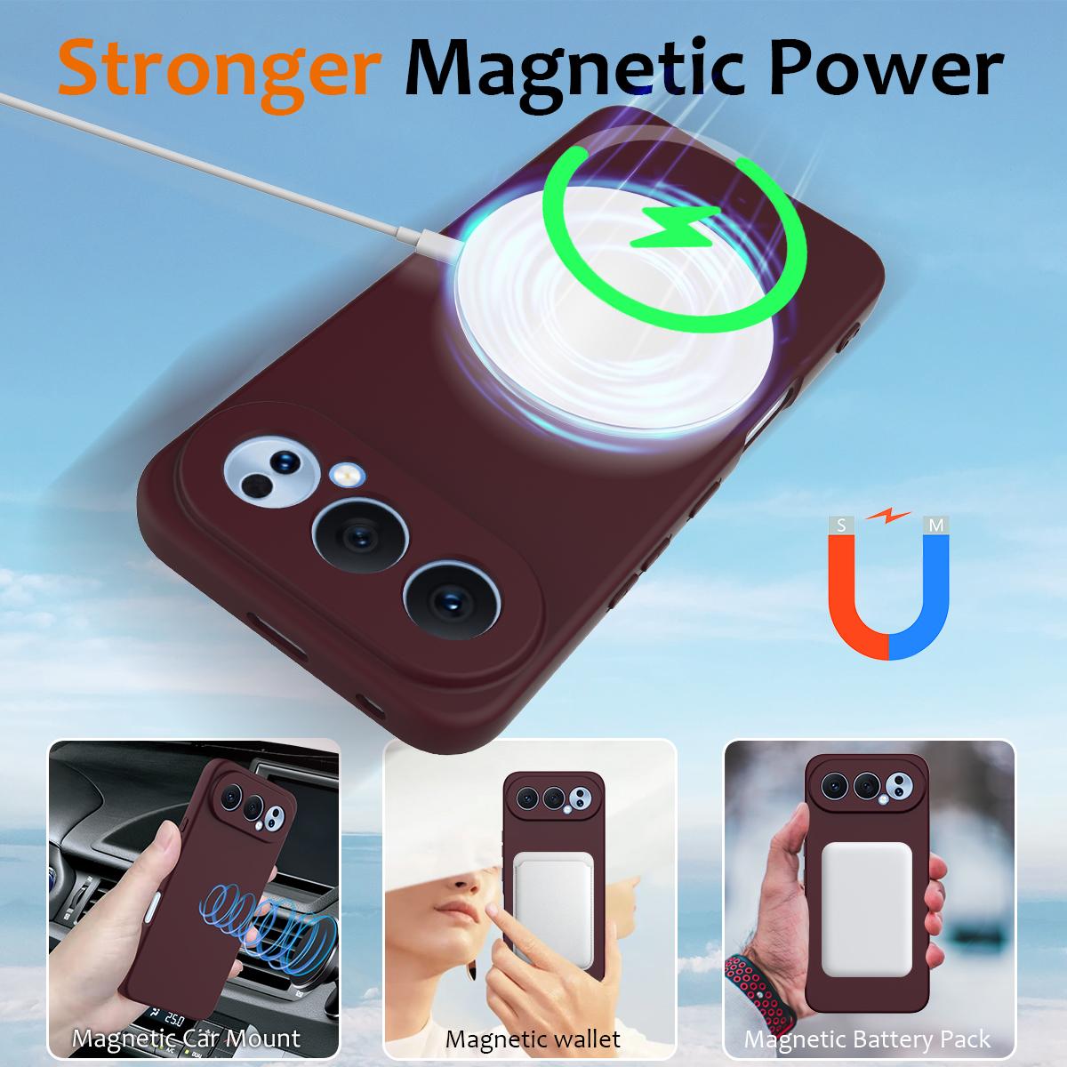 Honor 500 Pro Global 155.8mm Shockproof Silicone MagSafe Phone Case with Microfibre Lining Magnetic Cover