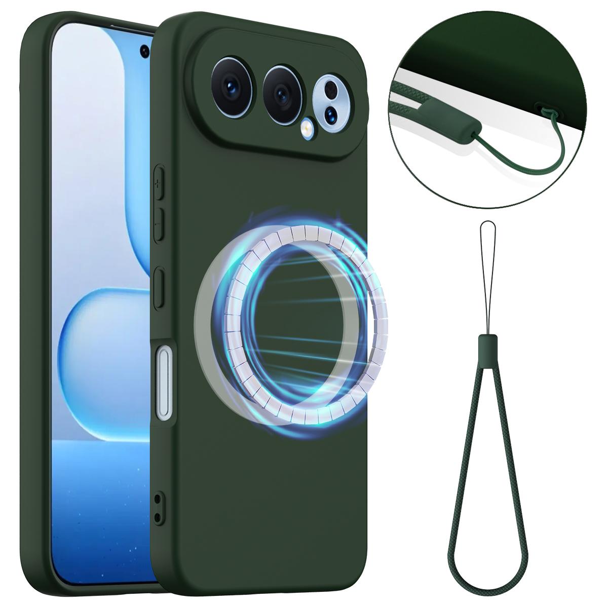 Honor 500 Global 155.8mm Shockproof Silicone MagSafe Phone Case with Microfibre Lining Magnetic Cover