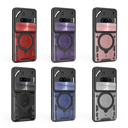 Nothing Phone 3a Magnetic Holder CD Texture Sliding Camshield Phone Case, TPU PC Shockproof Cover
