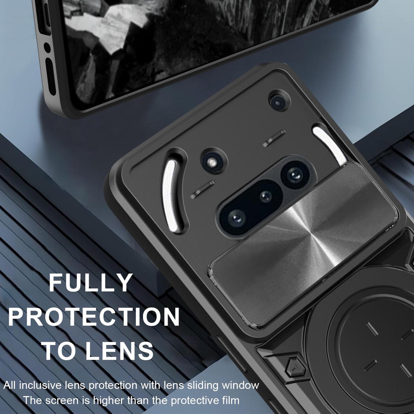 Nothing Phone 3a Magnetic Holder CD Texture Sliding Camshield Phone Case, TPU PC Shockproof Cover