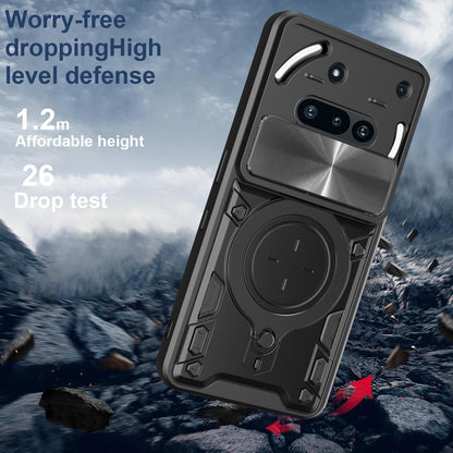 Nothing Phone 3a Magnetic Holder CD Texture Sliding Camshield Phone Case, TPU PC Shockproof Cover