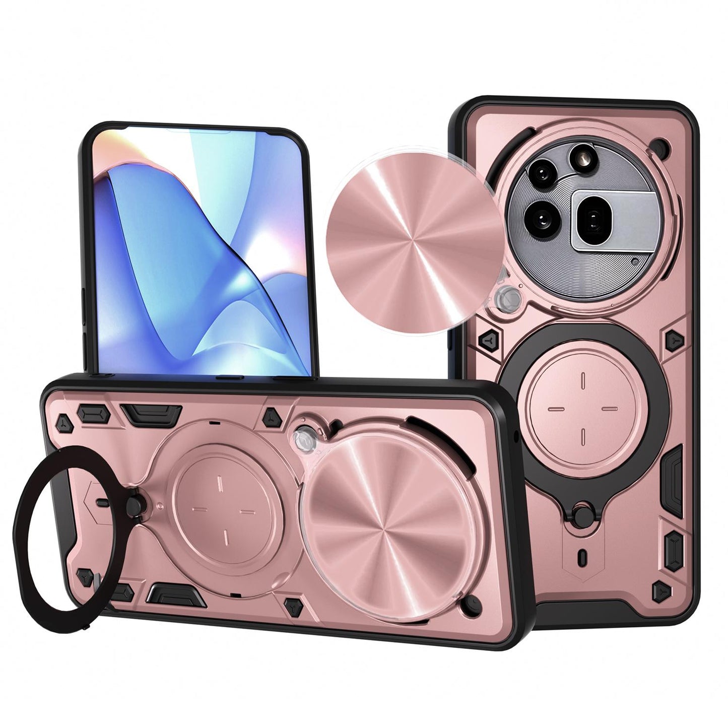 Nothing Phone 3a Pro Magnetic Holder CD Texture Sliding Camshield Phone Case, TPU PC Shockproof Cover