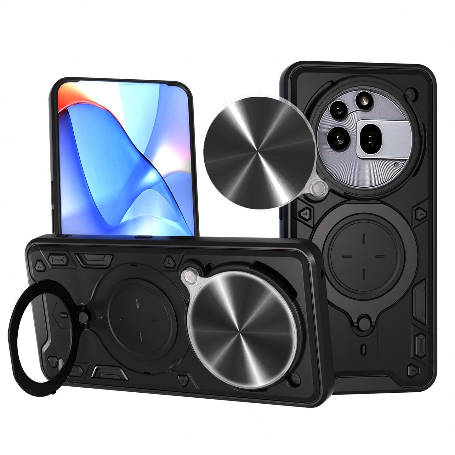 Nothing Phone 3a Pro Magnetic Holder CD Texture Sliding Camshield Phone Case, TPU PC Shockproof Cover