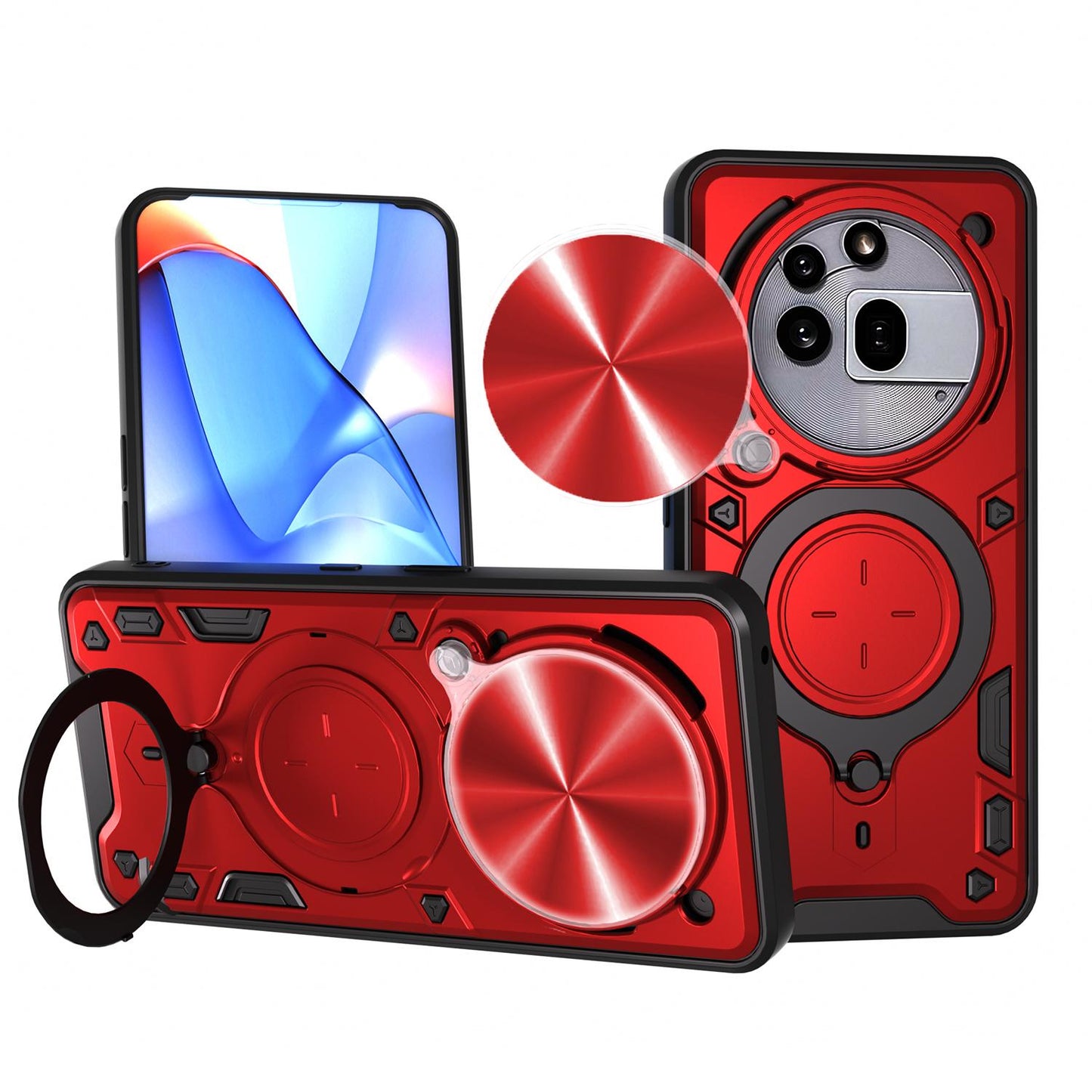 Nothing Phone 3a Pro Magnetic Holder CD Texture Sliding Camshield Phone Case, TPU PC Shockproof Cover