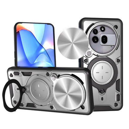 Nothing Phone 3a Pro Magnetic Holder CD Texture Sliding Camshield Phone Case, TPU PC Shockproof Cover
