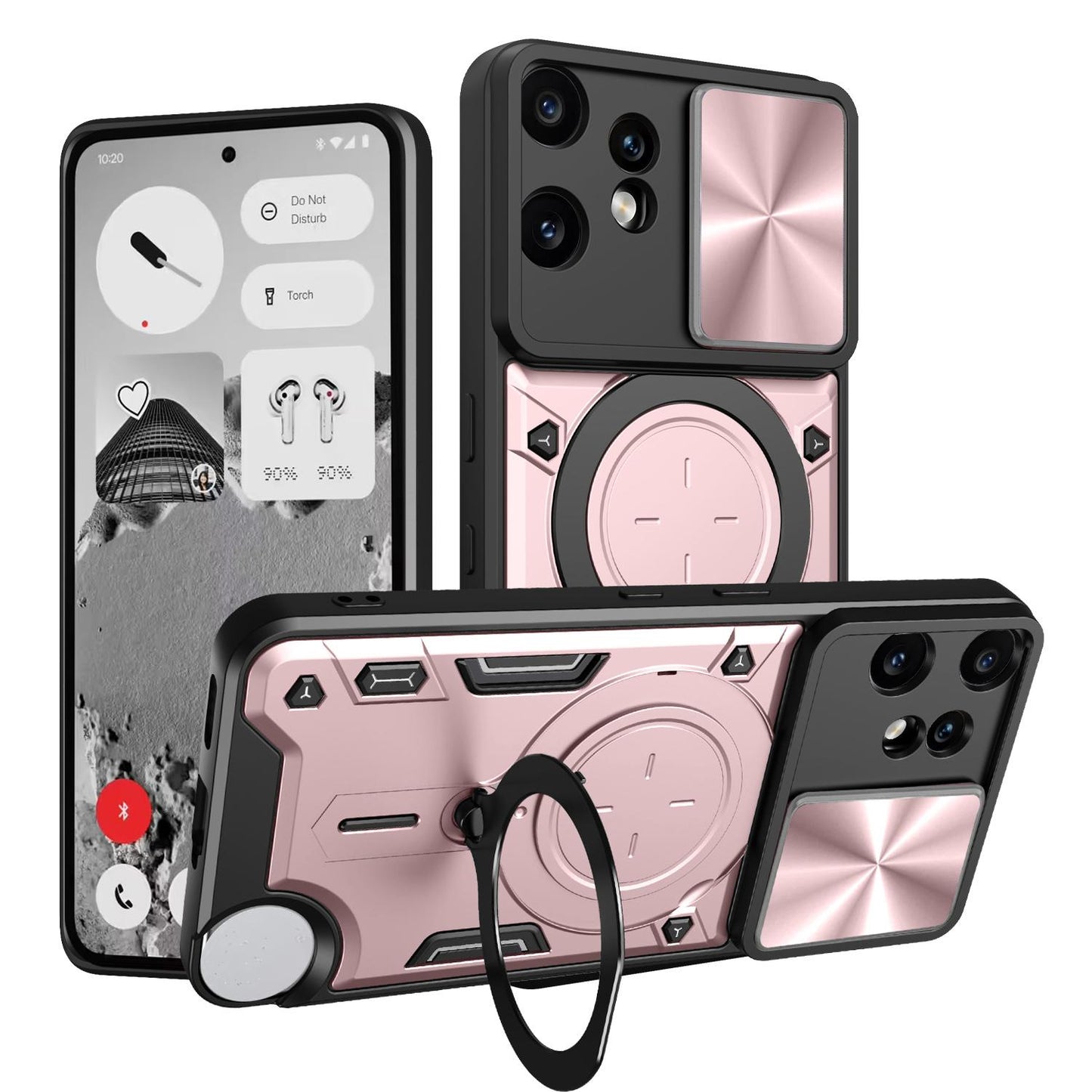 Nothing CMF Phone 2 Pro Magnetic Holder CD Texture Sliding Camshield Phone Case, TPU PC Shockproof Cover