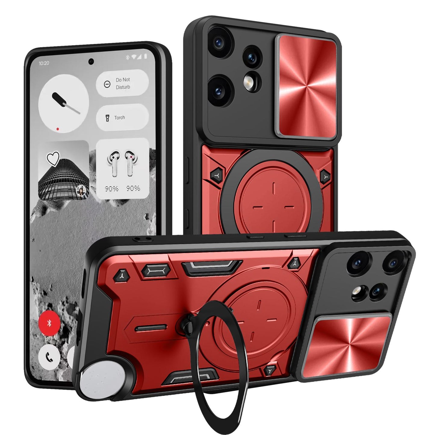 Nothing CMF Phone 2 Pro Magnetic Holder CD Texture Sliding Camshield Phone Case, TPU PC Shockproof Cover