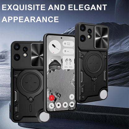 Nothing CMF Phone 2 Pro Magnetic Holder CD Texture Sliding Camshield Phone Case, TPU PC Shockproof Cover