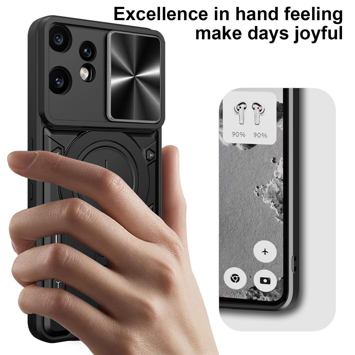 Nothing CMF Phone 2 Pro Magnetic Holder CD Texture Sliding Camshield Phone Case, TPU PC Shockproof Cover
