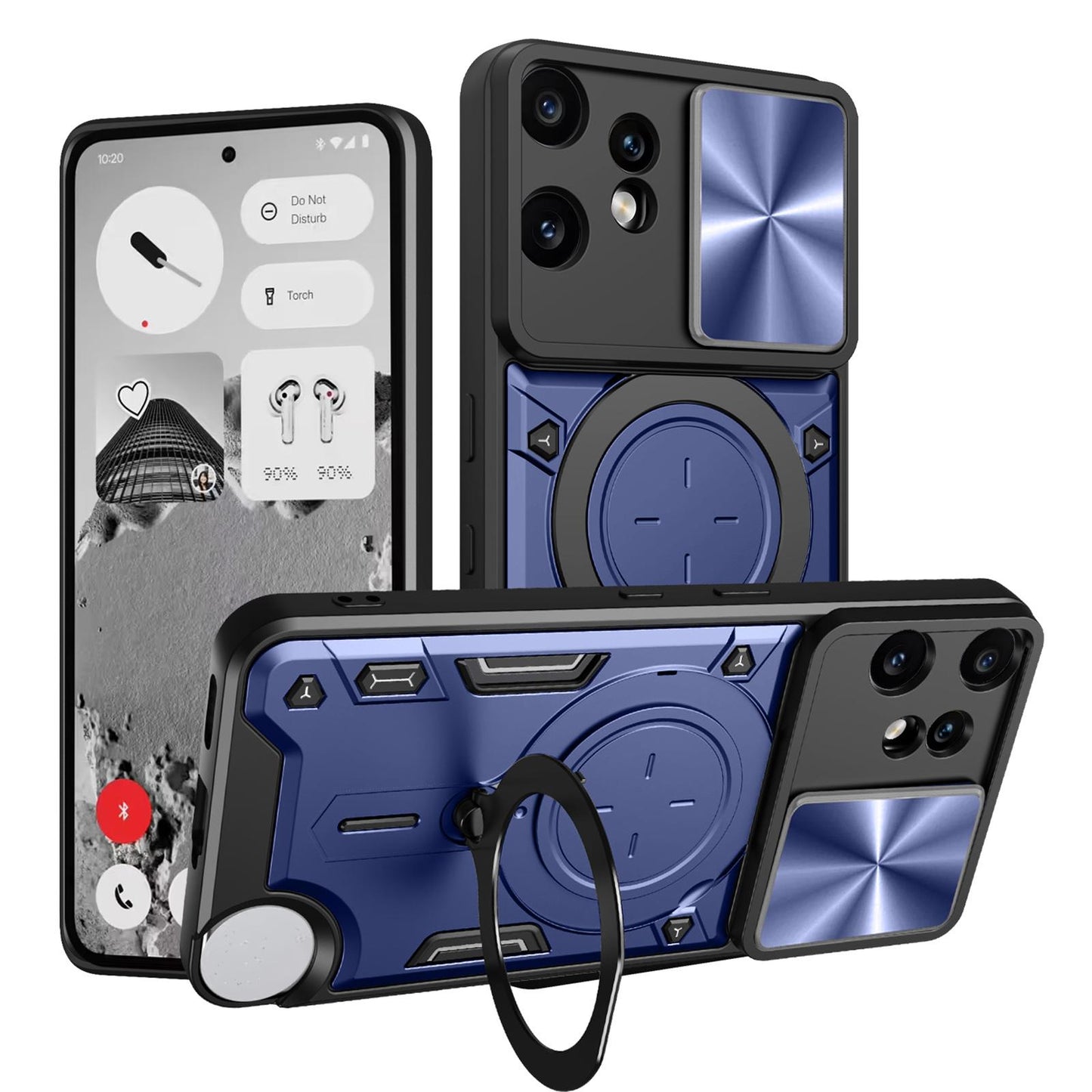 Nothing CMF Phone 2 Pro Magnetic Holder CD Texture Sliding Camshield Phone Case, TPU PC Shockproof Cover