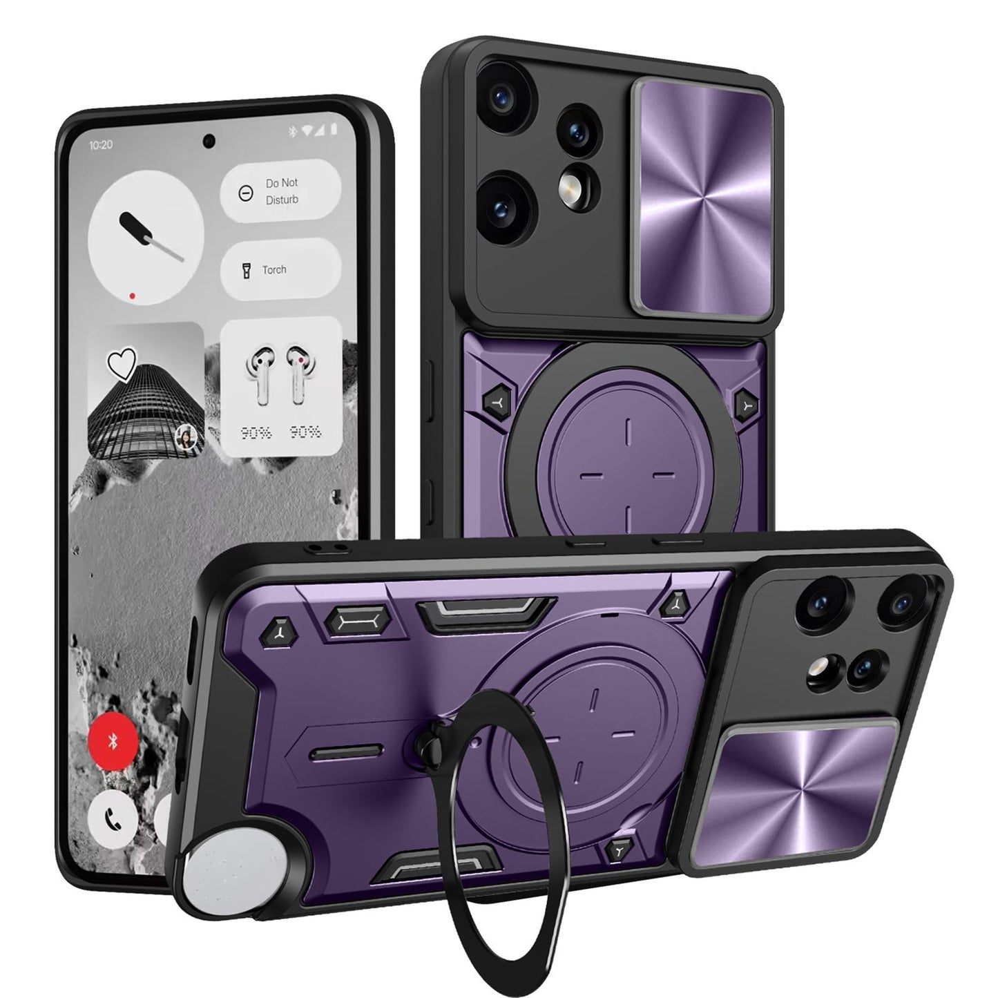 Nothing CMF Phone 2 Pro Magnetic Holder CD Texture Sliding Camshield Phone Case, TPU PC Shockproof Cover