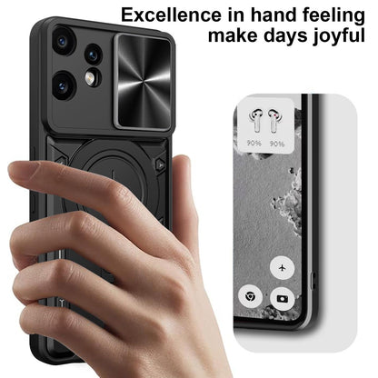 Nothing CMF Phone 2 Pro Magnetic Holder CD Texture Sliding Camshield Phone Case, TPU PC Shockproof Cover