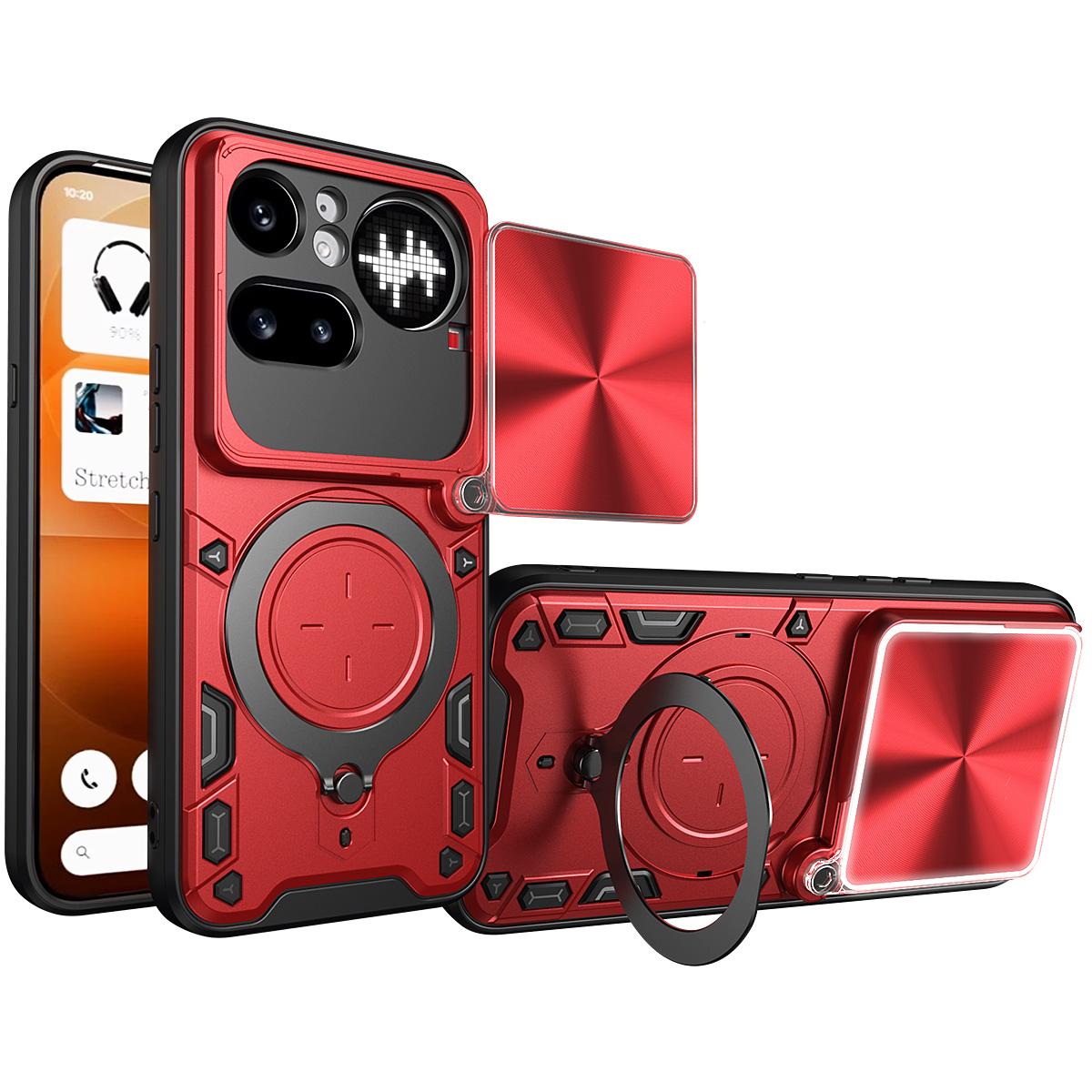 Nothing Phone 4a Pro Magnetic Holder CD Texture Sliding Camshield Phone Case, TPU PC Shockproof Cover