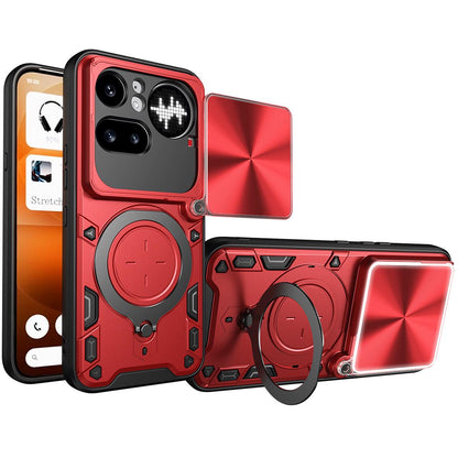Nothing Phone 4a Pro Magnetic Holder CD Texture Sliding Camshield Phone Case, TPU PC Shockproof Cover