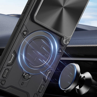 Nothing Phone 4a Pro Magnetic Holder CD Texture Sliding Camshield Phone Case, TPU PC Shockproof Cover