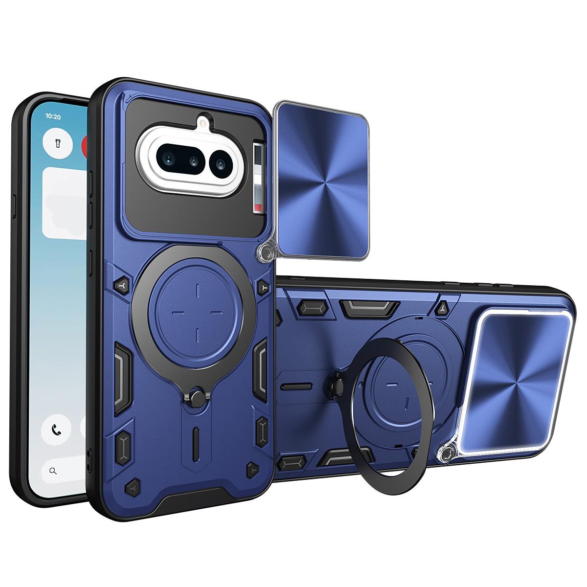 Nothing Phone 4a Magnetic Holder CD Texture Sliding Camshield Phone Case, TPU PC Shockproof Cover