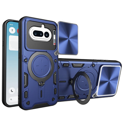 Nothing Phone 4a Magnetic Holder CD Texture Sliding Camshield Phone Case, TPU PC Shockproof Cover
