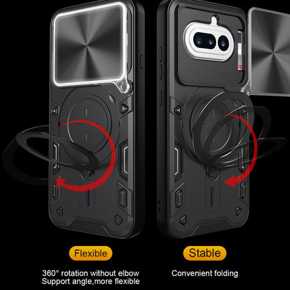 Nothing Phone 4a Magnetic Holder CD Texture Sliding Camshield Phone Case, TPU PC Shockproof Cover