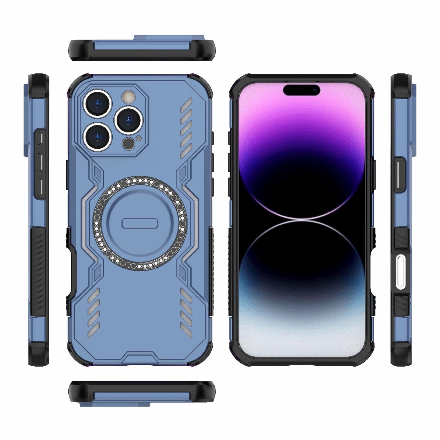 Apple iPhone 16 Pro Max Butterfly Armor MagSafe Magnetic Ring Shockproof Protective Phone Case with Stand