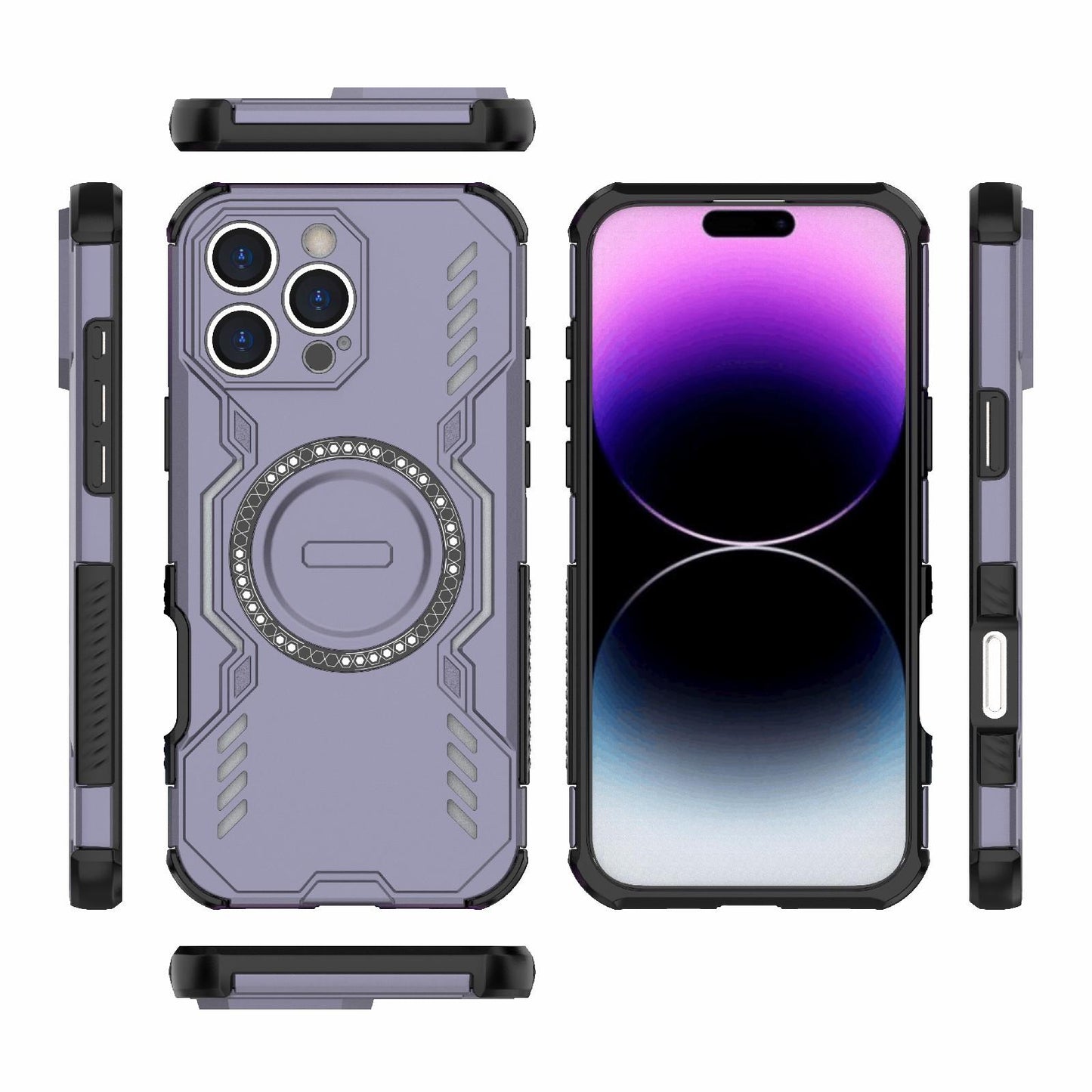 Apple iPhone 16 Pro Max Butterfly Armor MagSafe Magnetic Ring Shockproof Protective Phone Case with Stand