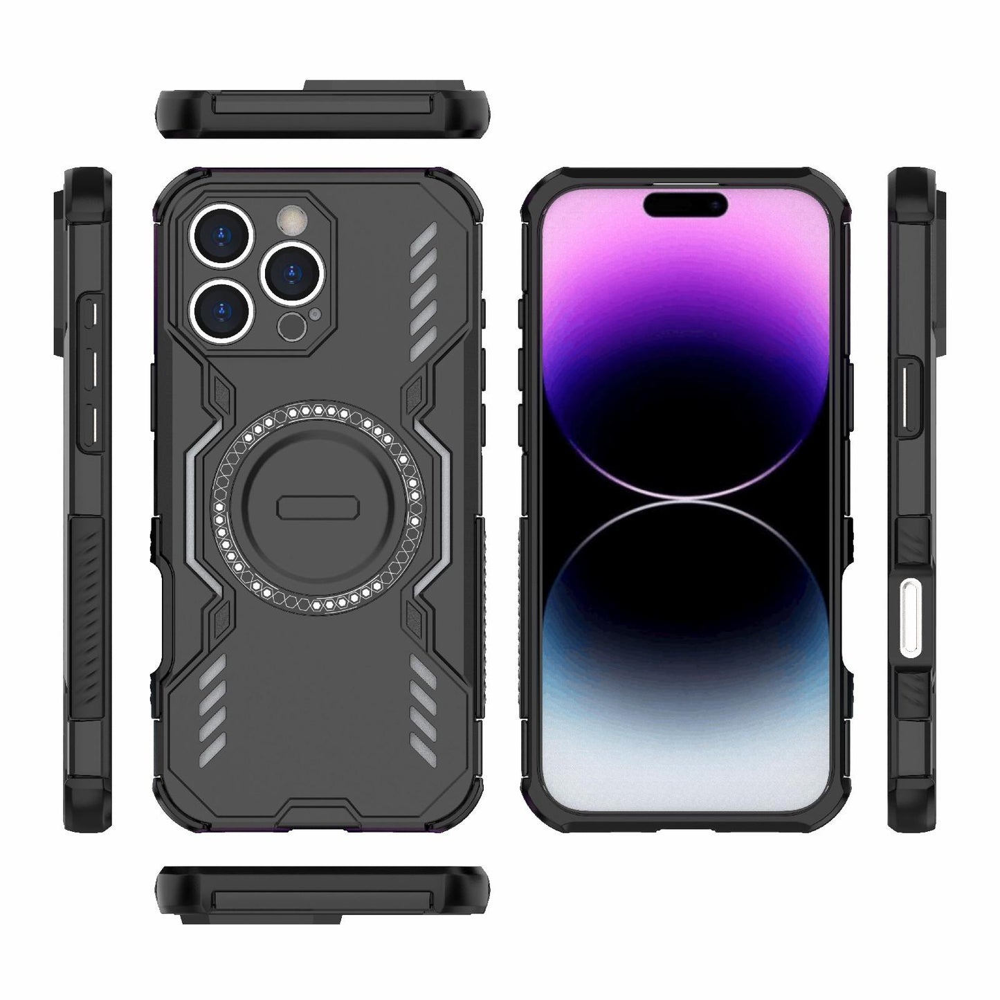 Apple iPhone 16 Pro Max Butterfly Armor MagSafe Magnetic Ring Shockproof Protective Phone Case with Stand