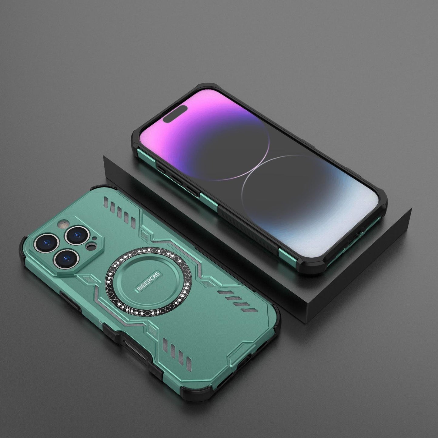 Apple iPhone 16 Pro Max Butterfly Armor MagSafe Magnetic Ring Shockproof Protective Phone Case with Stand