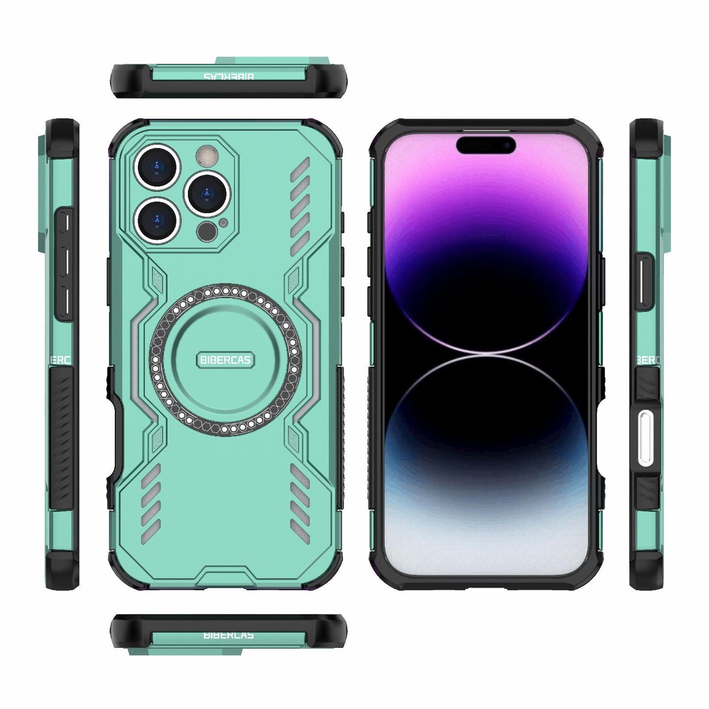 Apple iPhone 16 Pro Max Butterfly Armor MagSafe Magnetic Ring Shockproof Protective Phone Case with Stand