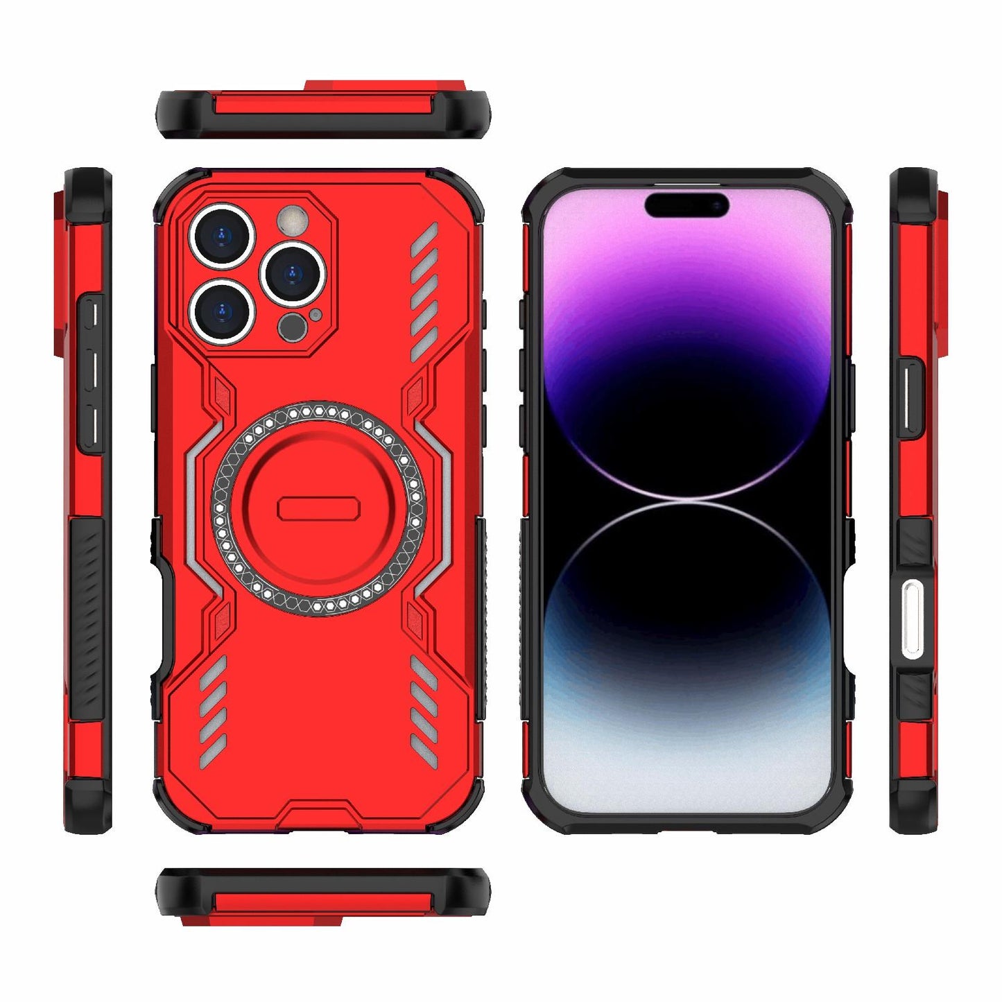 Apple iPhone 16 Pro Max Butterfly Armor MagSafe Magnetic Ring Shockproof Protective Phone Case with Stand