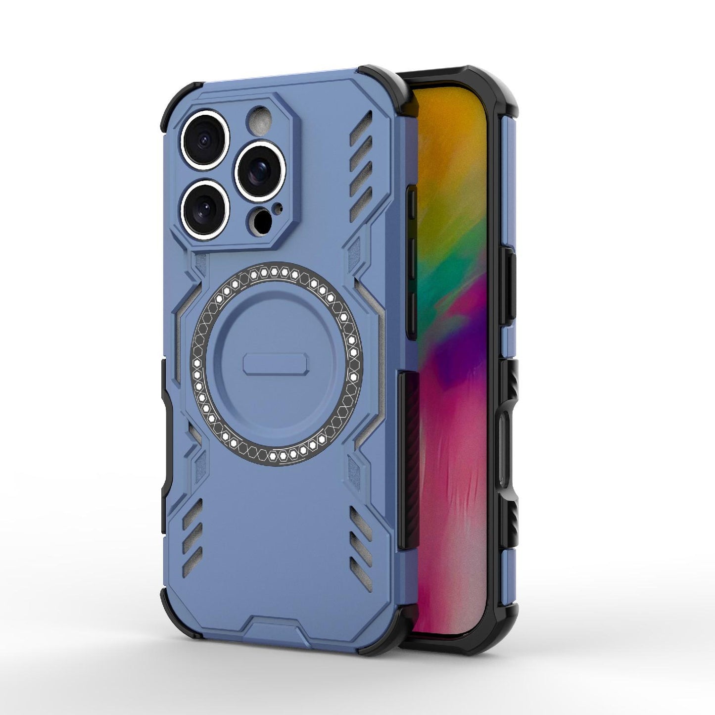 Apple iPhone 16 Pro Butterfly Armor MagSafe Magnetic Ring Shockproof Protective Phone Case with Stand