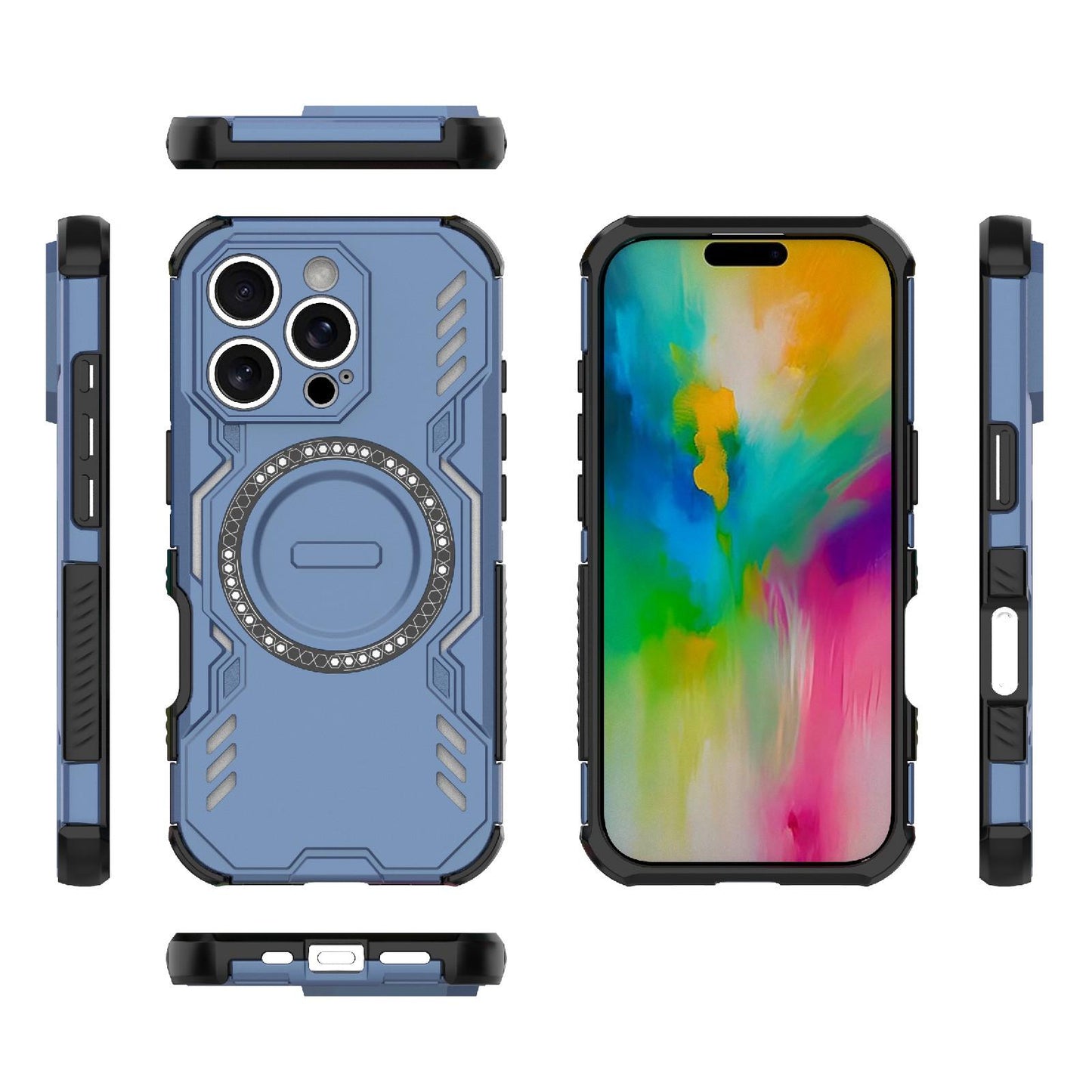 Apple iPhone 16 Pro Butterfly Armor MagSafe Magnetic Ring Shockproof Protective Phone Case with Stand
