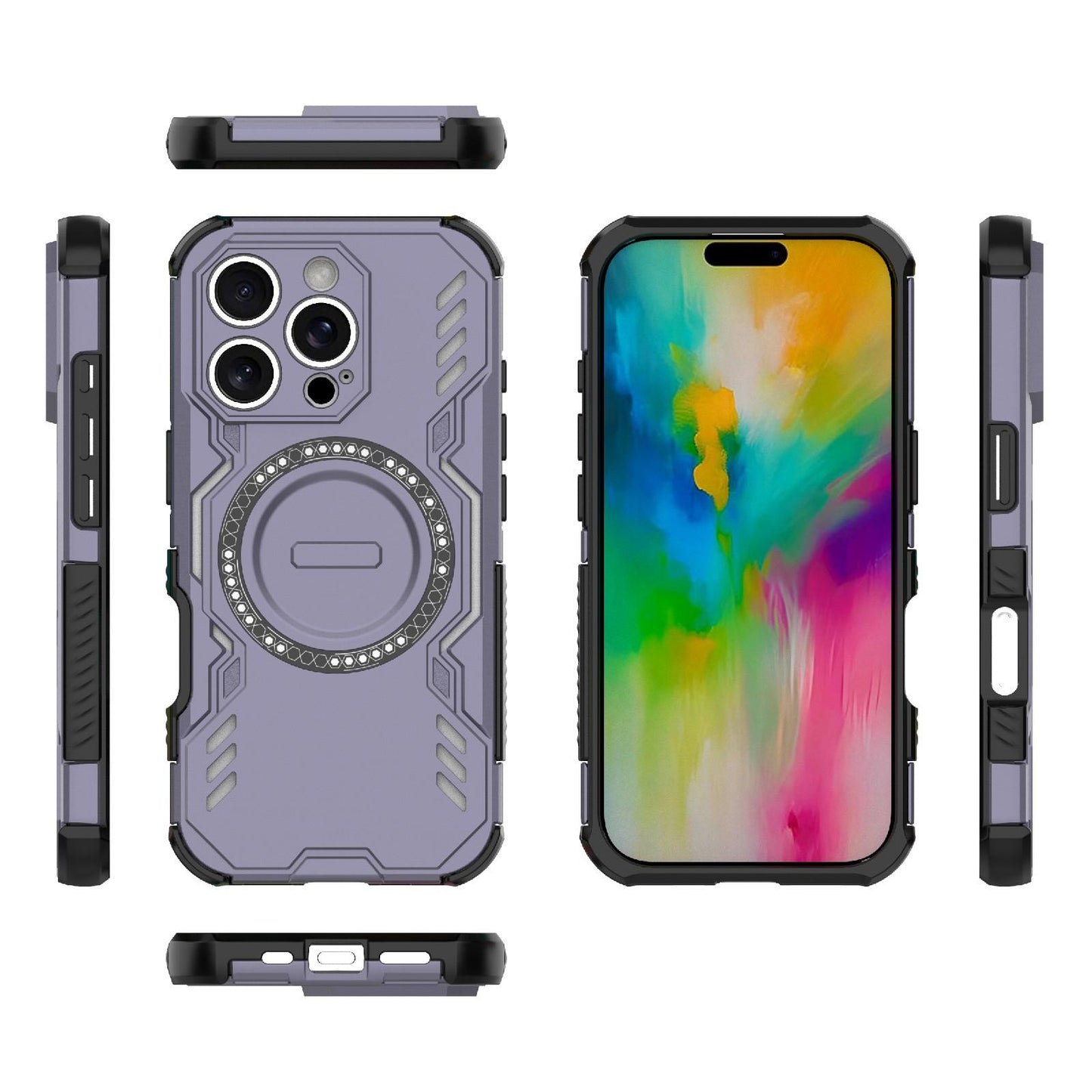 Apple iPhone 16 Pro Butterfly Armor MagSafe Magnetic Ring Shockproof Protective Phone Case with Stand