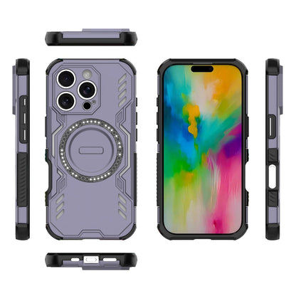 Apple iPhone 16 Pro Butterfly Armor MagSafe Magnetic Ring Shockproof Protective Phone Case with Stand