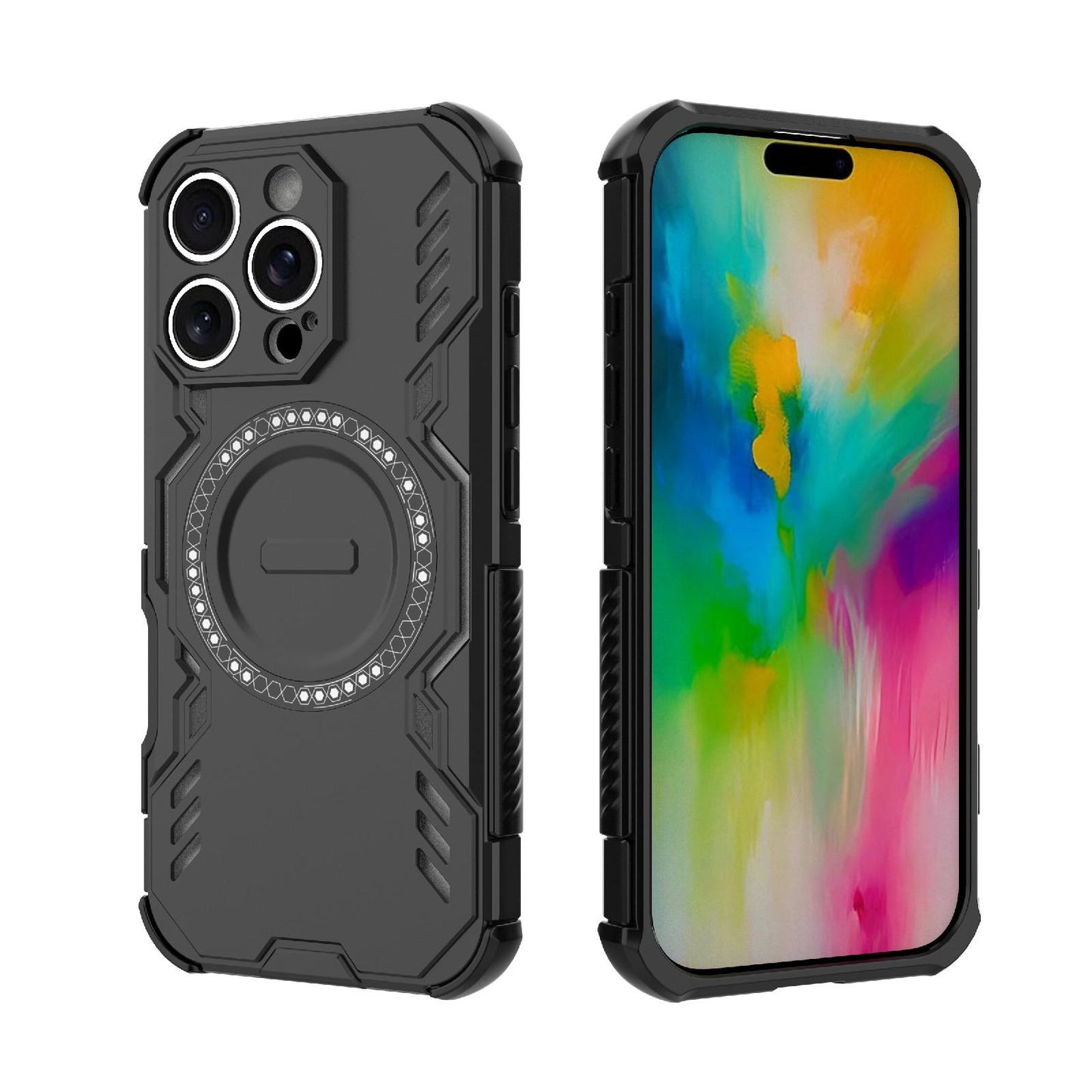 Apple iPhone 16 Pro Butterfly Armor MagSafe Magnetic Ring Shockproof Protective Phone Case with Stand