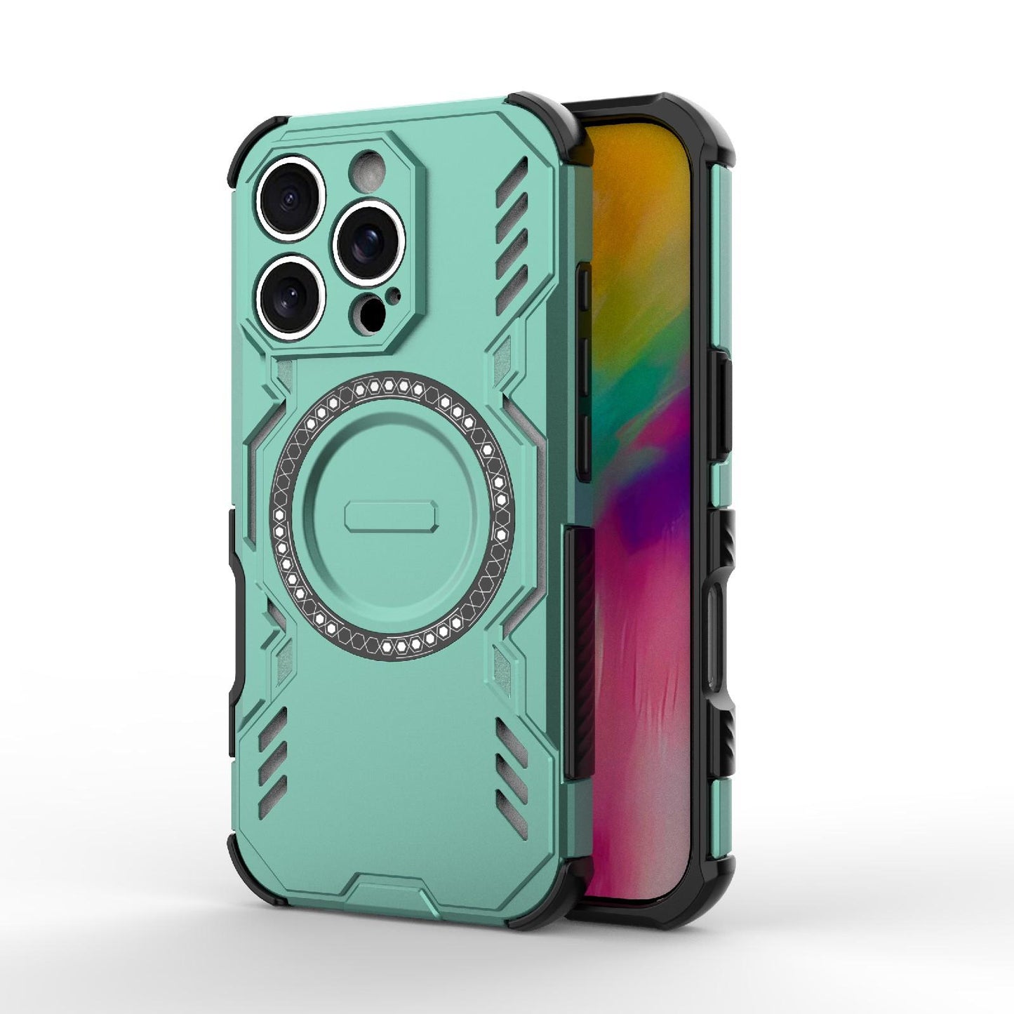 Apple iPhone 16 Pro Butterfly Armor MagSafe Magnetic Ring Shockproof Protective Phone Case with Stand