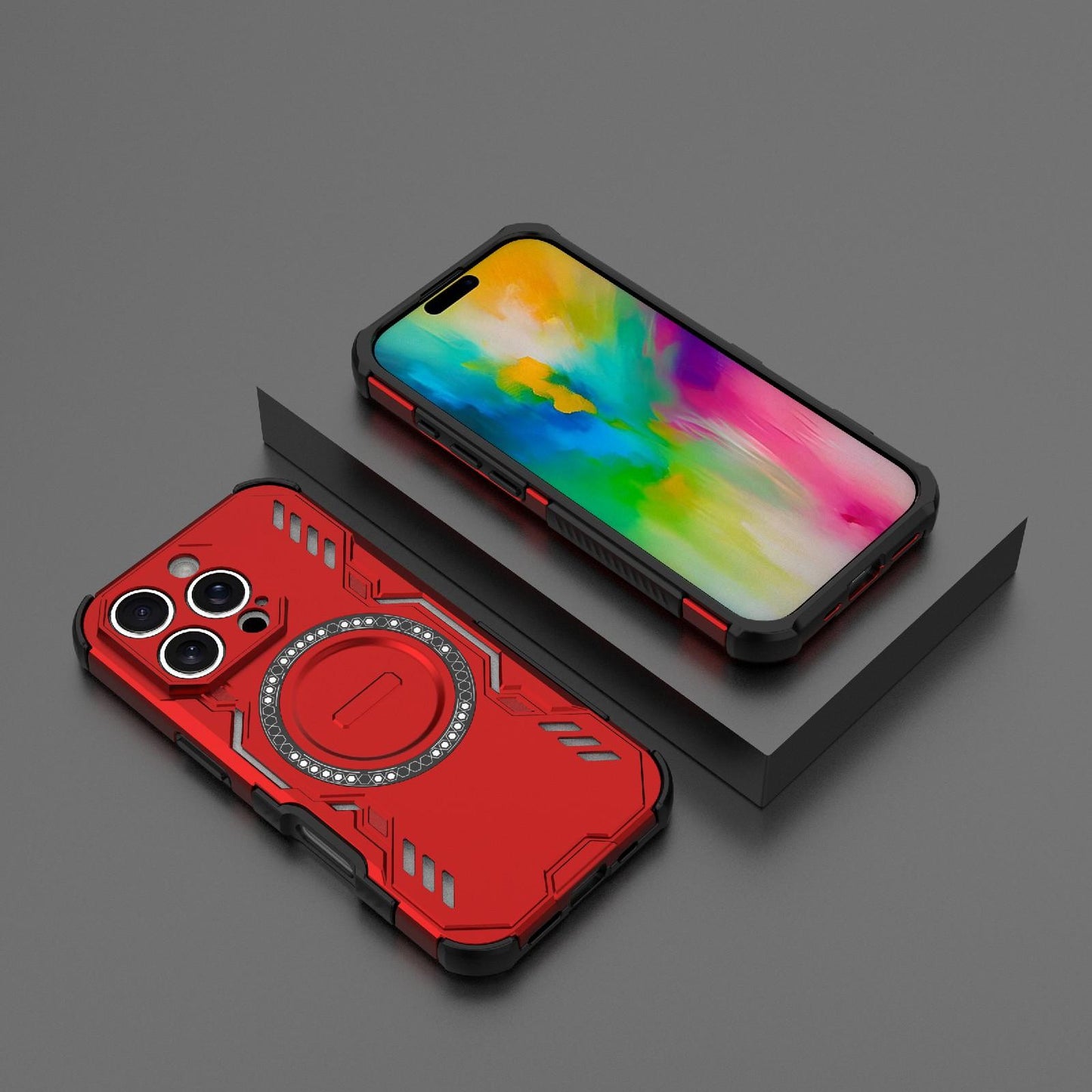 Apple iPhone 16 Pro Butterfly Armor MagSafe Magnetic Ring Shockproof Protective Phone Case with Stand