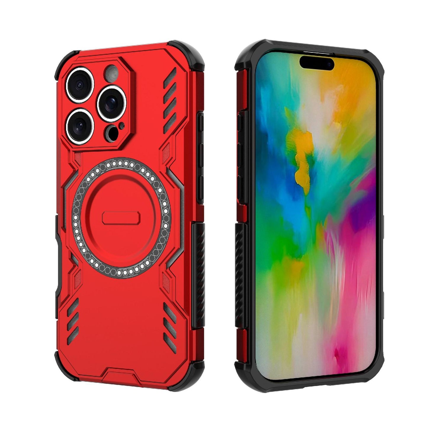 Apple iPhone 16 Pro Butterfly Armor MagSafe Magnetic Ring Shockproof Protective Phone Case with Stand