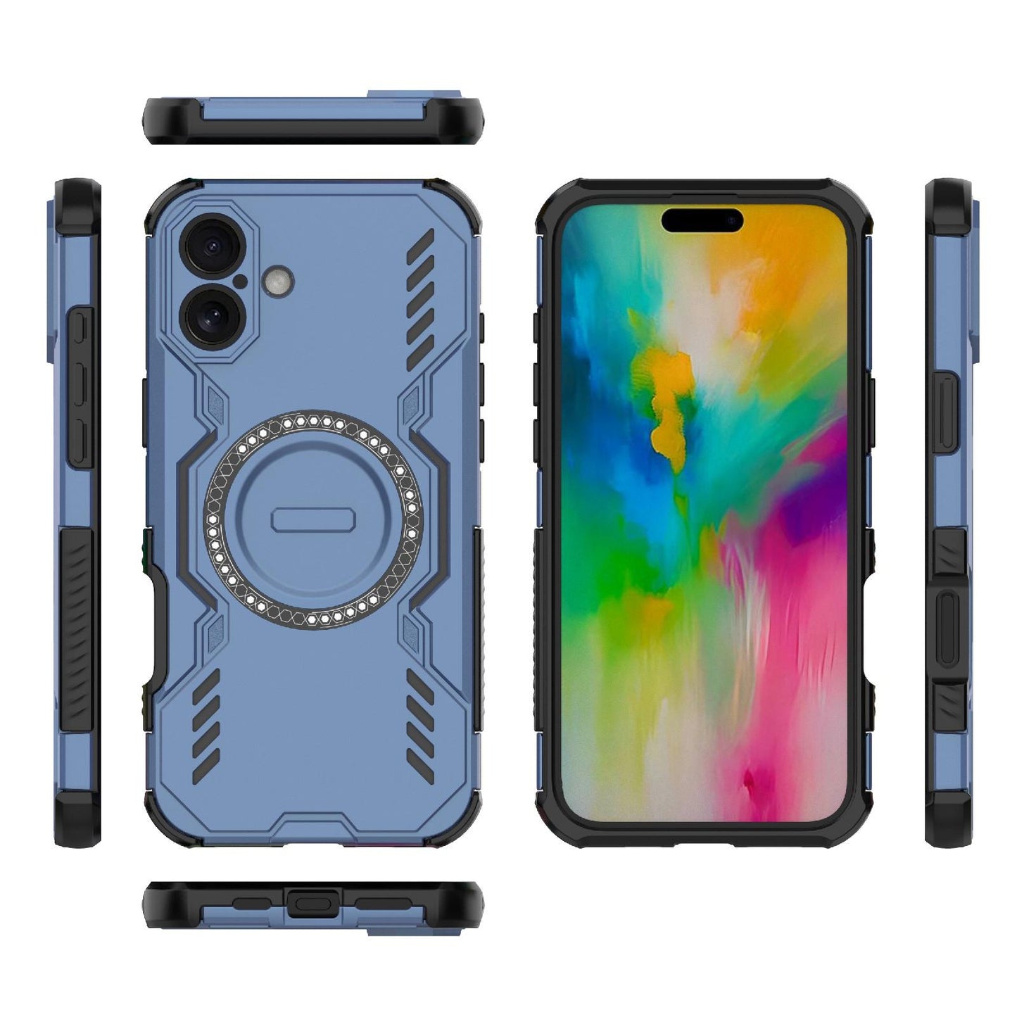 Apple iPhone 16 Plus Butterfly Armor MagSafe Magnetic Ring Shockproof Protective Phone Case with Stand