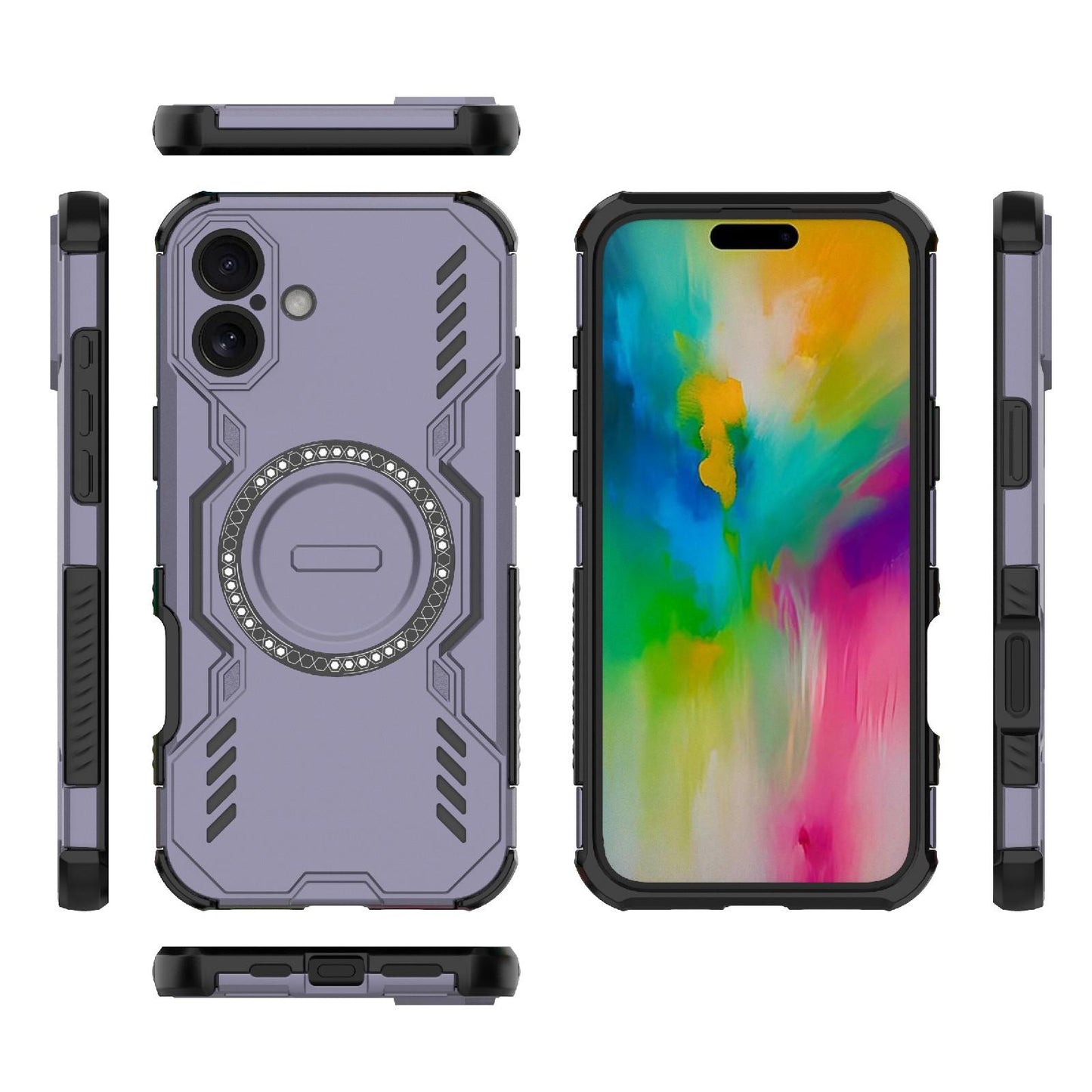 Apple iPhone 16 Plus Butterfly Armor MagSafe Magnetic Ring Shockproof Protective Phone Case with Stand