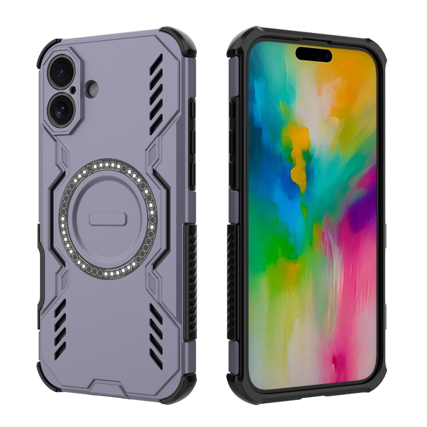Apple iPhone 16 Plus Butterfly Armor MagSafe Magnetic Ring Shockproof Protective Phone Case with Stand