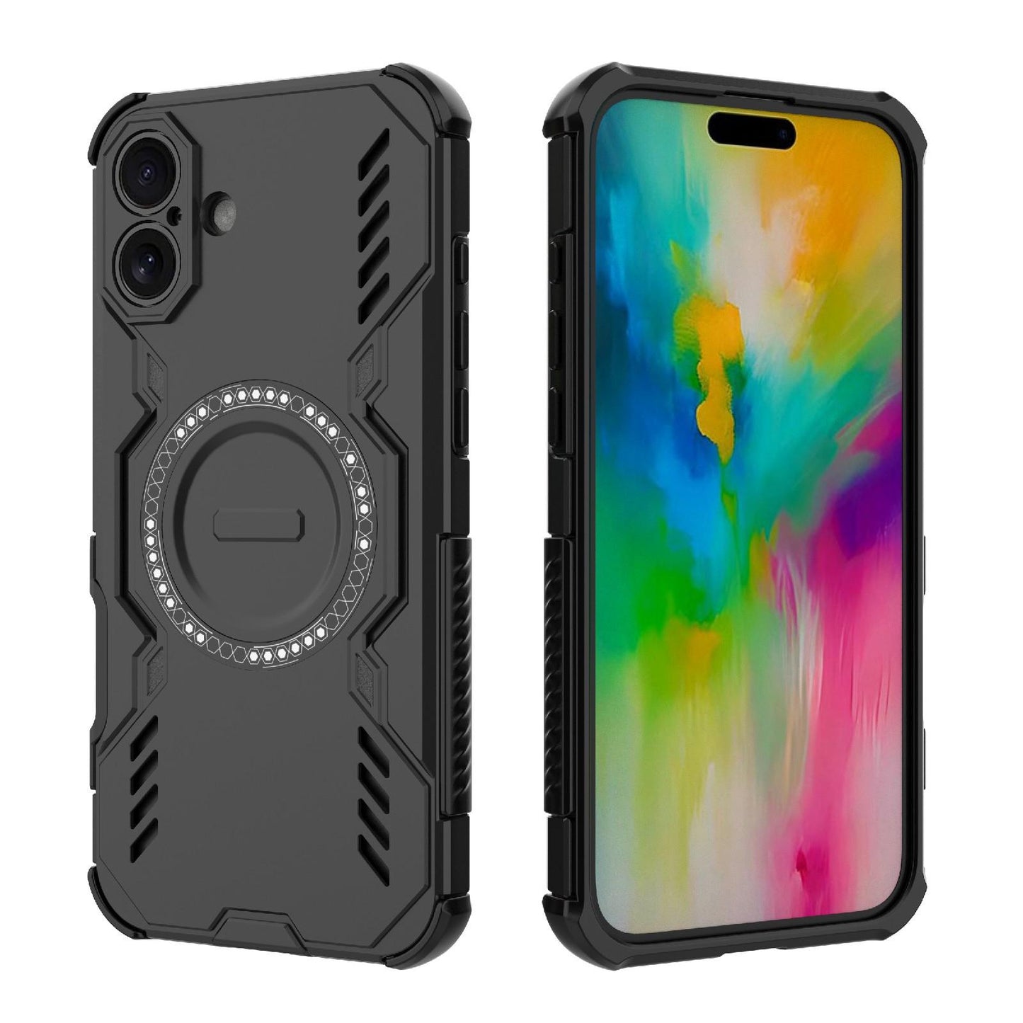 Apple iPhone 16 Plus Butterfly Armor MagSafe Magnetic Ring Shockproof Protective Phone Case with Stand