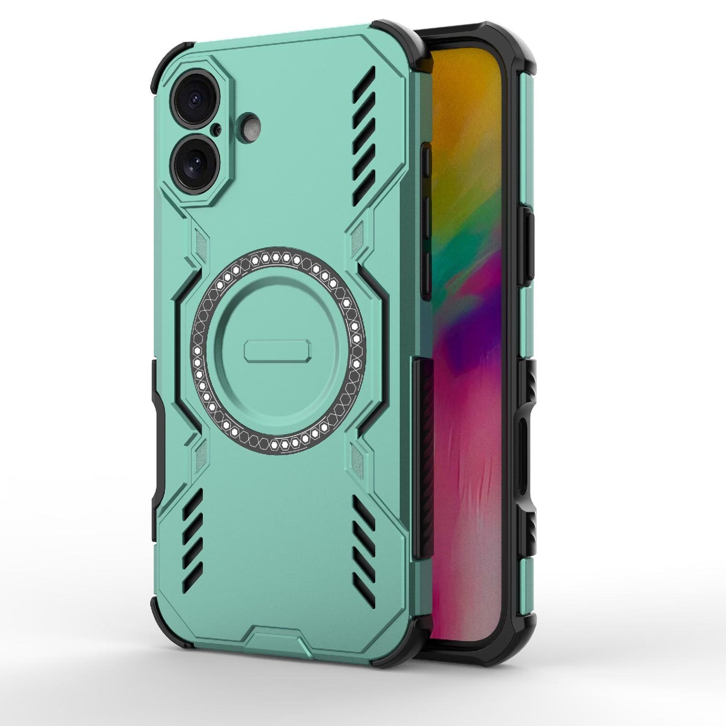 Apple iPhone 16 Plus Butterfly Armor MagSafe Magnetic Ring Shockproof Protective Phone Case with Stand