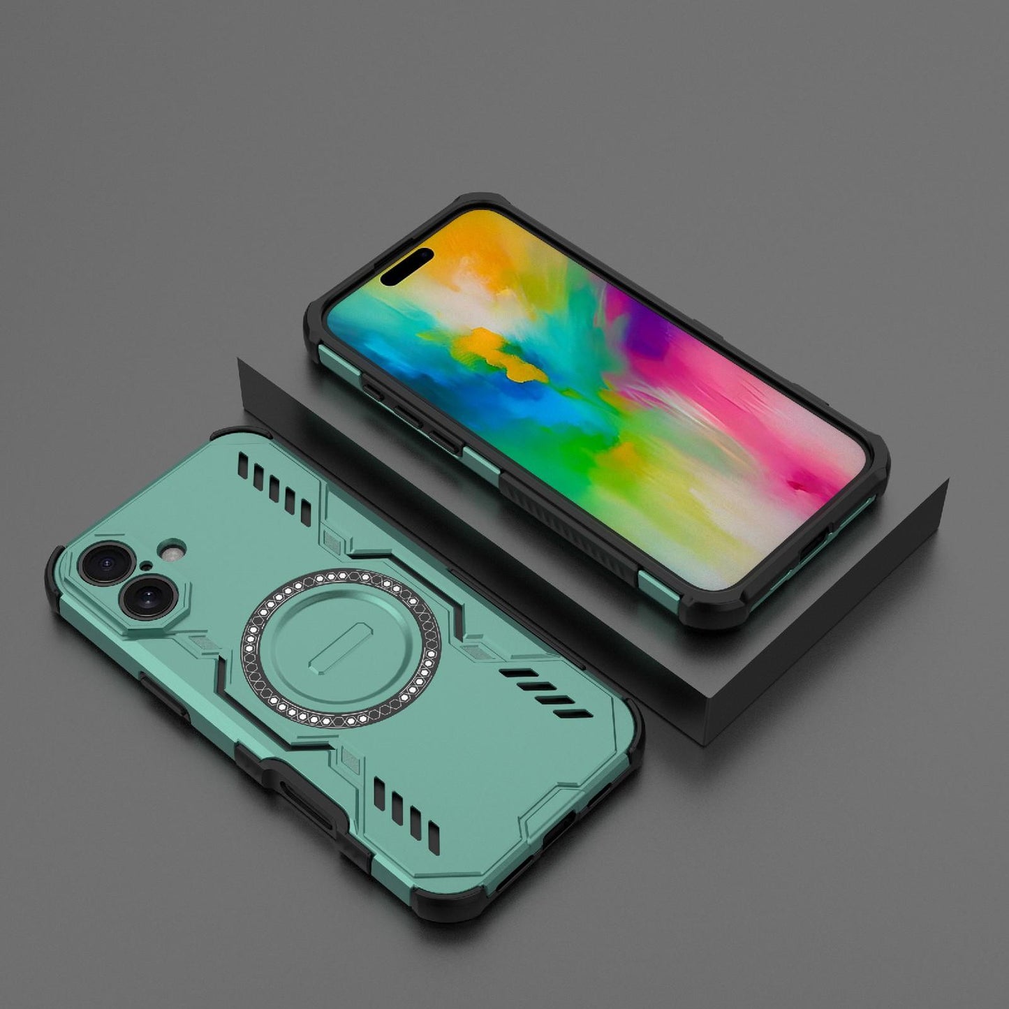 Apple iPhone 16 Plus Butterfly Armor MagSafe Magnetic Ring Shockproof Protective Phone Case with Stand