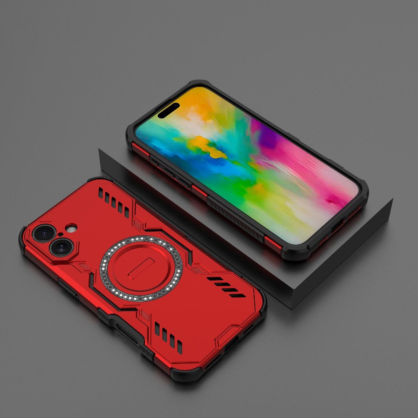 Apple iPhone 16 Plus Butterfly Armor MagSafe Magnetic Ring Shockproof Protective Phone Case with Stand