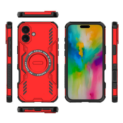 Apple iPhone 16 Plus Butterfly Armor MagSafe Magnetic Ring Shockproof Protective Phone Case with Stand