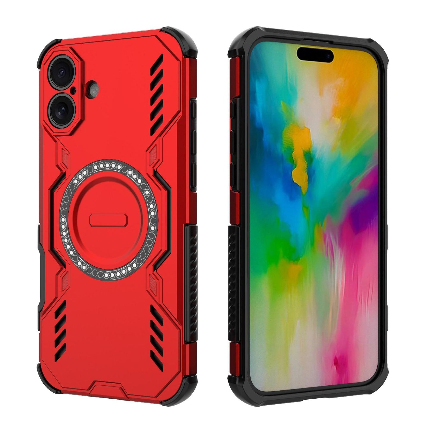 Apple iPhone 16 Plus Butterfly Armor MagSafe Magnetic Ring Shockproof Protective Phone Case with Stand