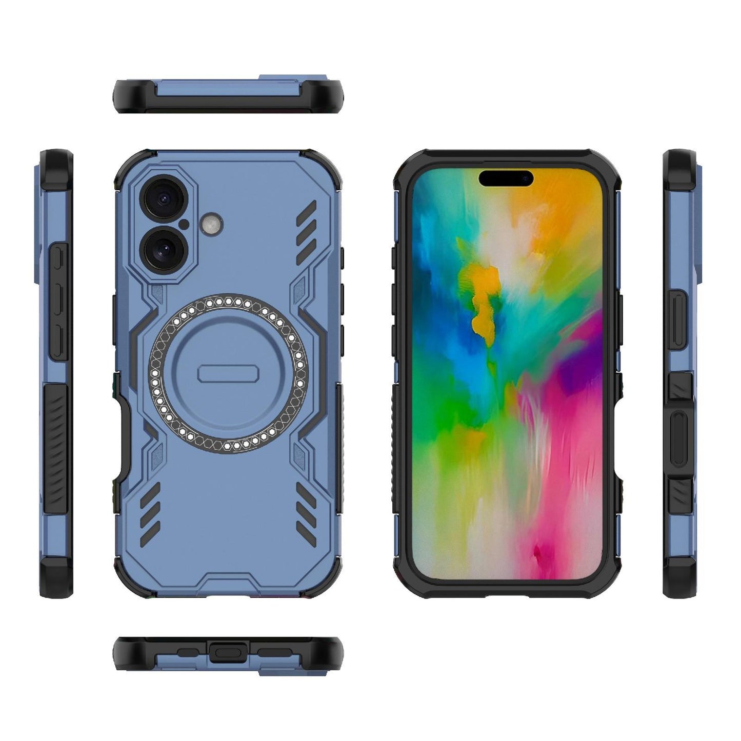 Apple iPhone 16 Butterfly Armor MagSafe Magnetic Ring Shockproof Protective Phone Case with Stand
